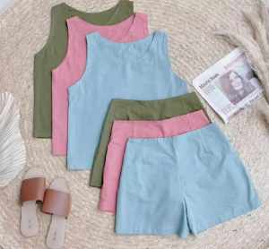 Summer Beach Casual  Boho Plain Korean Sleeveless Top and Shorts Set Terno   - xs to large - classy and elegant - timeless classic  - timeless piece - casual office or party - classic piece - super kapal ng tela - hindi kayo magsisi - our aim is to prod