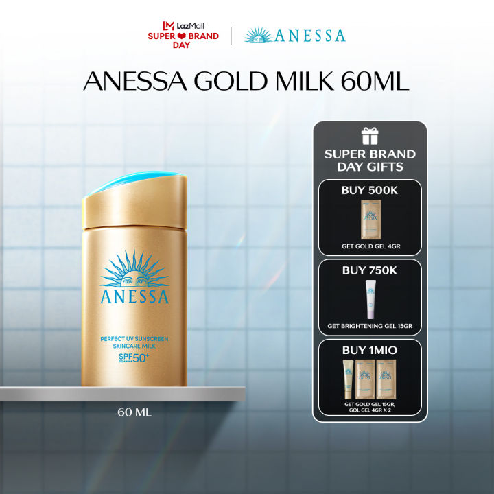 Anessa - Perfect UV Sunscreen Skin Care Milk SPF 50+ PA++++ 60ml - Suncreen/Sunblock/Tabir Surya untuk Kulit Berminyak/Normal SPF 50 PA++++ 60ml