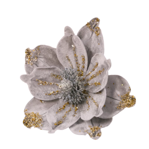 Glittering Poinsettia Flower with Stem Handcrafted Christmas Tree Toppers Elegant Decorative Flower Holiday Accent