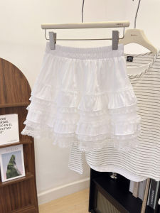 COD white lace cake dress spring/summer new slimming A-line short skirt Korean style layered lace skirt 99152026 new arrival
