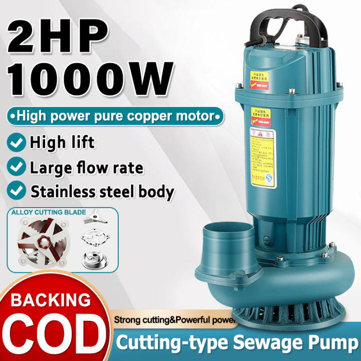 Cutting Sewage Pump 220V 50Hz Dirty Water Submersible Pump 1000W (2HP
