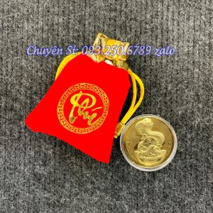 [Giá KM] ĐỒNG XU RẮN VÀNG TẶNG KÈM TÚI LỘC SANG CHẢNH LÀM QUÀ TẶNG TẾT - MẪU XU 1