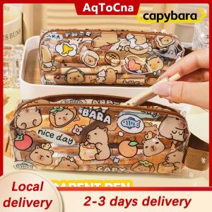 [COD] AqToCna Ship within 24 hours Creative Capybara Pencil Cases Cartoon Cute Pen Bags Kawaii Zipper Pencil Case Students Stationery School Office Supplies Gifts