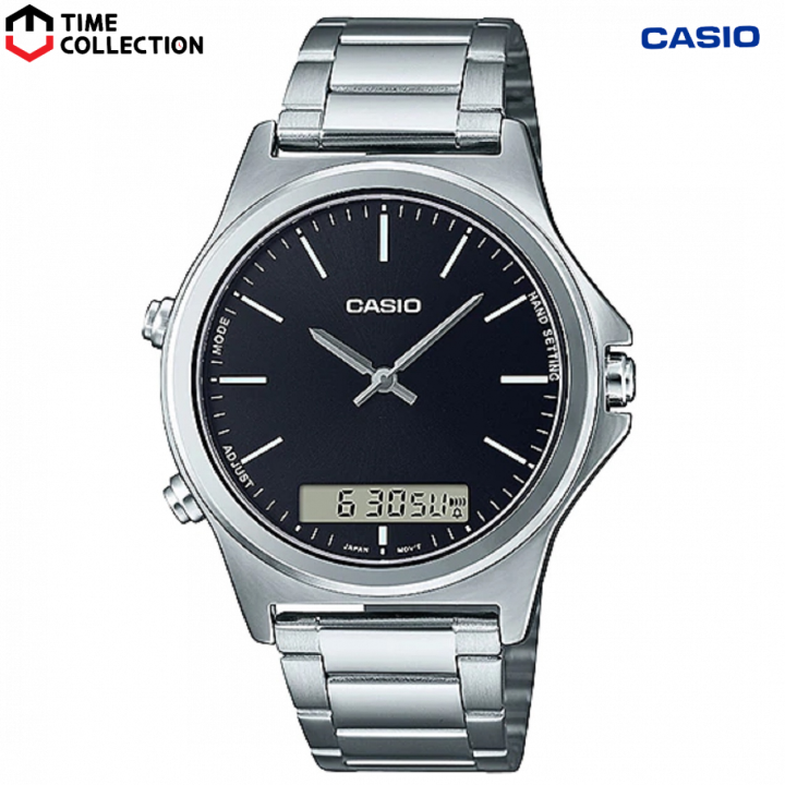 Casio MTP-VC01D-1E Digital Analog Stainless Steel Strap Watch For
