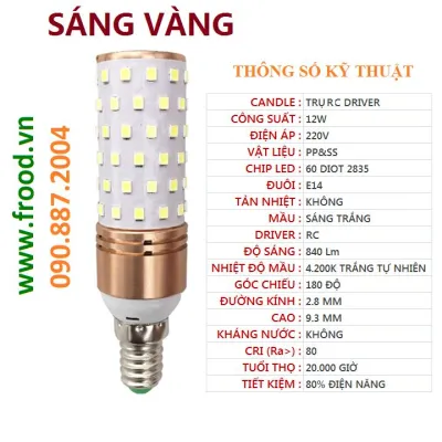 Bóng đèn LED bắp 12w E14
