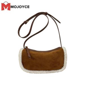 MOJOYCE Women Suede Crossbody Bag with Adjustable Strap Messenger Bag with Zipper Hobo Bag Trendy Clutch Purse for Work Travel
