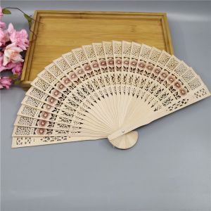 VCH Gift Party Decor Hand-held Sandalwood Fan Punched Wood Fan Handle Hand Fan Handmade Folding Fans Hollow Dance Hand Fans Photo Prop Tool Hand Held Flower Fans