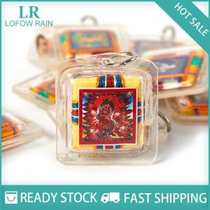 LF Wholesale✨Flash Sale ✨ พวงกุญแจพระพุทธรูปทิเบตสีเขียวธาราจี้ขนาดเล็กกระเป๋า fengshui พวงกุญแจตกแต่งแบบชาวพุทธ