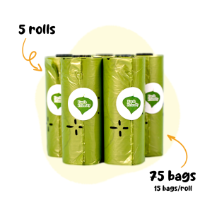 Petsup Biodegradable Poop Bags – 5 Rolls Eco-Friendly Leak-Proof Pet Waste Bags for Dogs Cats Puppies & Kittens – Durable Easy Clean-Up Poop Bags – Strong Compostable Dog Waste Bags