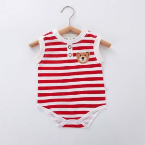 AILEBE Baby Bodysuits 100% Soft Cotton Stripe Pattern Sleeveless Triangle Cut Snap Button Closure Breathable Lightweight Easy Diaper Change Summer Daily Home Wear