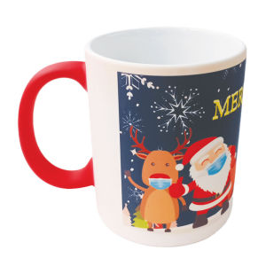 MyMug Personalized Custom Printed " Santa With Snowman" 10oz Ceramic Colour changing mug coloured inside and handle Coffee Mug Cup CP06