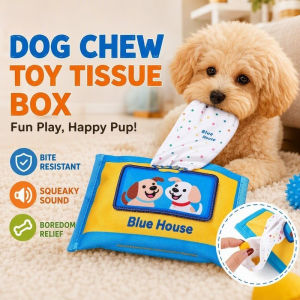 Dog Chew Toy Squeaky Plush Tissue Box Snuffle Foraging Hide Treat Bite Resistant Soft Toy