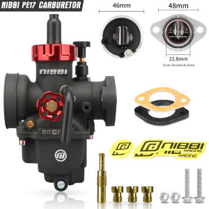NIBBI 2T 4T Motorcycle Black Racing Carburetor PE17mm 19mm 22mm 24mm 26mm 28mm Flange Carburetor With Jets For GY6 YAMAHA Honda ATV 50cc-300cc Engine