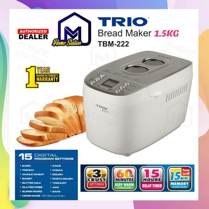 Trio Twin Blade Bread Maker Pembuat Roti 1.5kg Loaf Size TBM-222 TBM222 ...