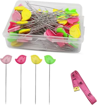 100 pcs Stainless Steel Bird Shaped Head Pins Colorful Head Needle Sewing Needle for Craft Sewing DIY Decoration