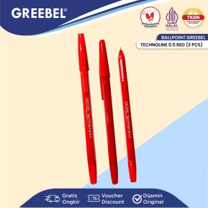 GREEBEL Pulpen Ballpen Pena | TECHNOLINE 0.5 RED | Pulpen Greebel Pena Bolpen Bolpoin
