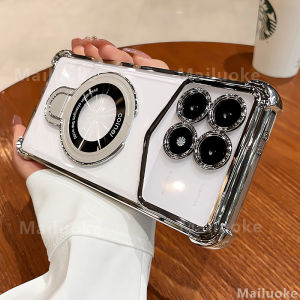 POCO F6 Pro Case POCO F6 Ring Bracket Plating Magnetic Phone Case Camera Protection Kickstand Shockproof Soft Silicone Cover