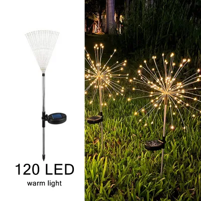 Solar Firework Dandelion Light Solar Garden Light Outdoor Waterproof 120 LED Garden Lights Solar christmas Lights For Garden Holiday Wedding Party Decoration New year Christmas Decoration