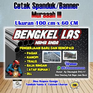 Spanduk Banner Bengkel  Ukuran 100 cm x 60 cm