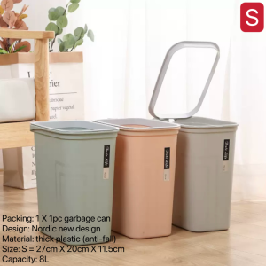 nordic minimalist trash bin large capacity press trash bin new kitchen and bathroom thick and solid durable garbage can with handle with cover trashcan trash bin for kitchen garbage organizer trash can with cover basurahan na may takipBINLU