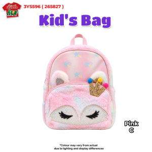 Kids Plush Backpack Cute Girls School Bag Soft Faux Fur Bag for Kids 4-8 Years Old Pink