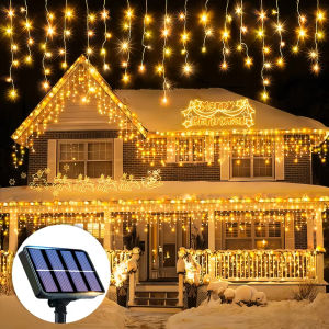 Solar Fairy Icicle Lights 96/162 LED Outdoor Waterproof Christmas String Light Curtain Ligh[Fast Shipping]
