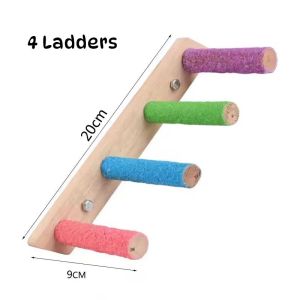 8 Step Bird Ladder Colorful Perches Climbing Structure Parrot Ladder Wood Beak And Claw Grinding Bird Bridge Parrot Toys