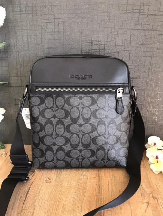 Coach Houston Flight Bag F73336 In Charcoal Signature Coated