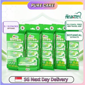 【Pure Care】 【5/10Bundles】心相印Hearttex Antibacterial Mini Wet Wipes 280Sheets Alcohol-Free Mini Travel Wipes for Hands