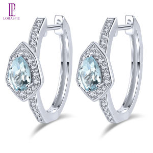 Lohaspie Jewelry Real 1.6 Carats Solid Sterling Silver 925 Clip Earring Natural Sky Blue Topaz Opal Clip Earring Opal Stone Original Earrings Citrine Earring For Women Jewelry
