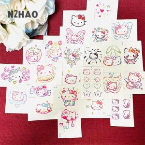 ซื้อ 1 ชิ้นลด 10 บาท Sanrio สติกเกอร์ลายสักสีกันน้ำและทนทานลายการ์ตูนตัวละคร Hello Kitty สำหรับเด็กรูปลอกรอยสักชั่วคราว
