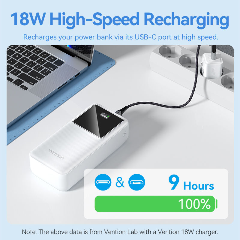 Vention Battery 30000mAh Powerbank 22.5W Fast Charging PD 20W Digital Display for iPhone 15 14 13 pro max xiaomi 12t 11t Realme Samsung S24 23 Mobile Power Adapter. 