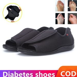 Summer open toe Edema shoes Diabetic shoes Extra Wide width Slippers velcro Closure soft&comfy Shoes for fat wide swollen feet Elderly Men Size 35-51