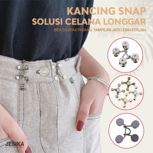 Kancing celana pengecil pinggang kancing pengecil jeans levis longgar kebesaran model kait cantolan cetet on snap jepret pengait lepas pasang bahan logam besi warna emas silver bronze hitam