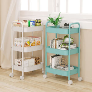 Three-tier Shelf Practical Kitchen Cart Shelves Living Room Kitchen Storage Cart Easy Installation