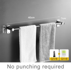 L40/50/60CM Stainless Steel Wall Mounted Single Rail Pole Towel Rack  Hanger Rod Bar For Toilet Bathroom