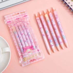 5pcs/Set Kawaii Sanrio Cinnamoroll 0.5mm Gel Pens Set Cute Hello Kitty Black Pen Cartoon School Student Stationery Supplies Gift