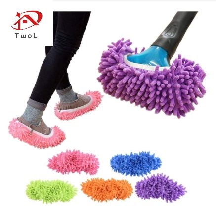 TwoL 1pair Dust Mop Slipper Shoe Rag Mop Microfiber Floor Dust Cleaning ...