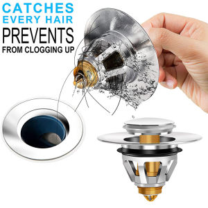 สะดืออ่างล้างหน้าแบบกด ท่อระบายน้ําห้องน้ํา แผ่นดักผม กรองท่อระบายน้ําอ่างล้างจาน ที่ดักผม