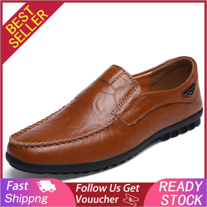 Men's Genuine Leather Slip-Ons Loafers Fashion Casual Leather