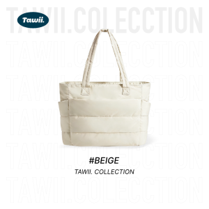 Tawii. Puffy Tote Bag for Woman Multi-pocket Lightweight Handbag Fashion Shoulder Bag for College
