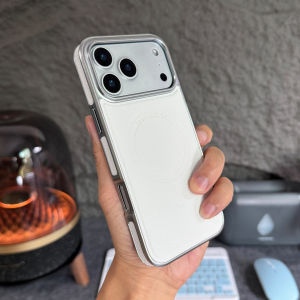 Fashion Orange Leather Magnetic Case for iPhone 18 17 16 Pro Max Luxury Plating Frame Original Business for MagSafe Charge Cover