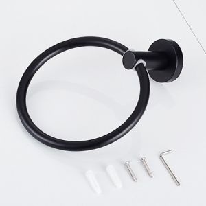 ห่วงแขวนผ้า ห่วงพาดผ้าขนหนูเล็ก Nordic Style วัสดุอลูมิเนียมคุณภาพดี แข็งแรง ทนทาน สีดำสไตล์ Nordic BA-08