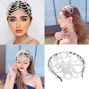 Thời trang ngọc trai lưới trán trang trí thanh lịch hairpieces thích hợp cho phong cách phụ nữ tìm kiếm Mặt trang trí độc đáo tại sự kiện