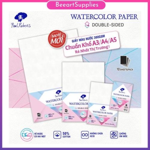 Giấy Vẽ Màu Nước tập giấy vẽ Paul Rubens 50% cotton ( 300gms ) khổ giấy ...