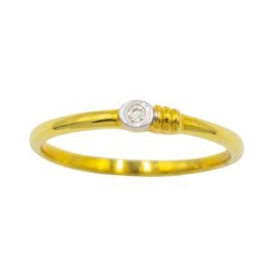 Happy Jewelry: แหวนเพชรของแท้ เม็ดเดี่ยว เพชรแท้เกสร ทองแท้ 9k (37.5%) ME744