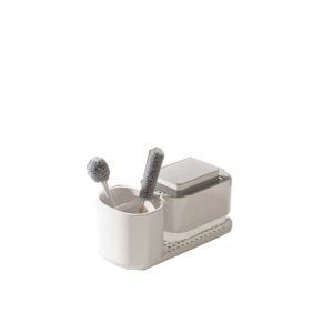 WENTIVV 3-in-1 Dish Soap Dispenser Set Multifunctional Detachable Kitchen Sink Organizer Rack Sturdy Drain Tray Soap Dispenser with Sponge Holder Kitchen