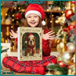 【miqiangzi】 จี้อะคริลิคสำหรับสุนัขปฏิทิน2025 2D ตกแต่งต้นคริสต์มาส24วันนับถอยหลังปฏิทินของขวัญสำหรับคนรักสุนัข