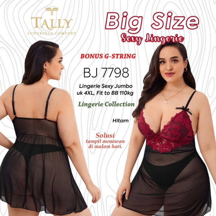 LINGERIE BAJU TIDUR SEXY TALLY 7798 SIZE JUMBO Hitam Lazada