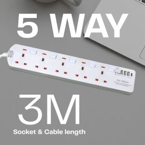 🔌 EXTENSION SOCKET WITH TIMER ⌛ & USB A/C CHARGING 🔋⚡